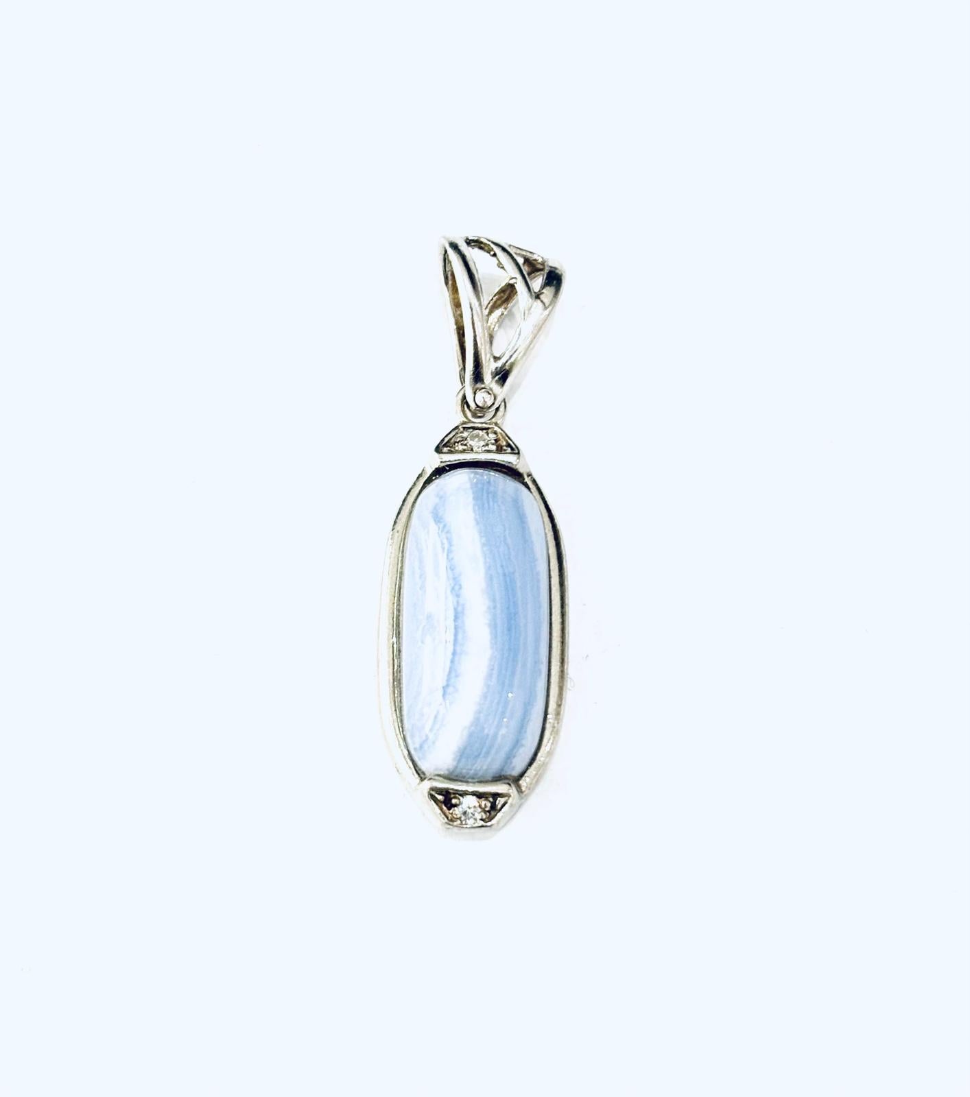 CIONDOLO CALCEDONIO, ZIRCONI - ARGENTO 925