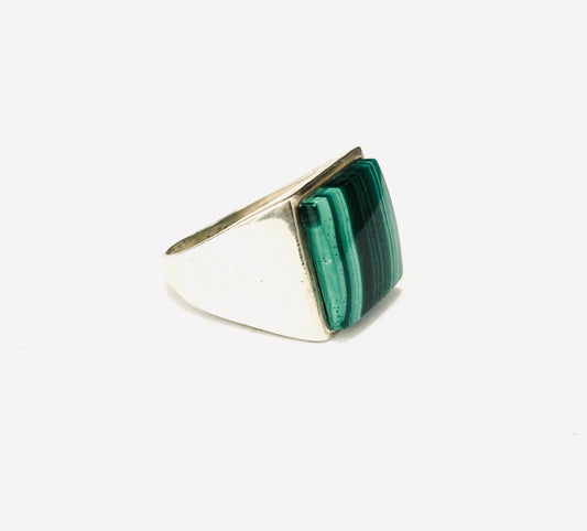 ANELLO MALACHITE QUADRATO ARGENTO 925