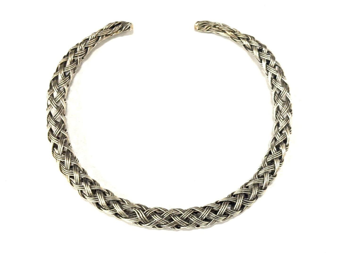 COLLANA GIROCOLLO SEMIRIGIDO OTTONE GALVANICA ARGENTATA
