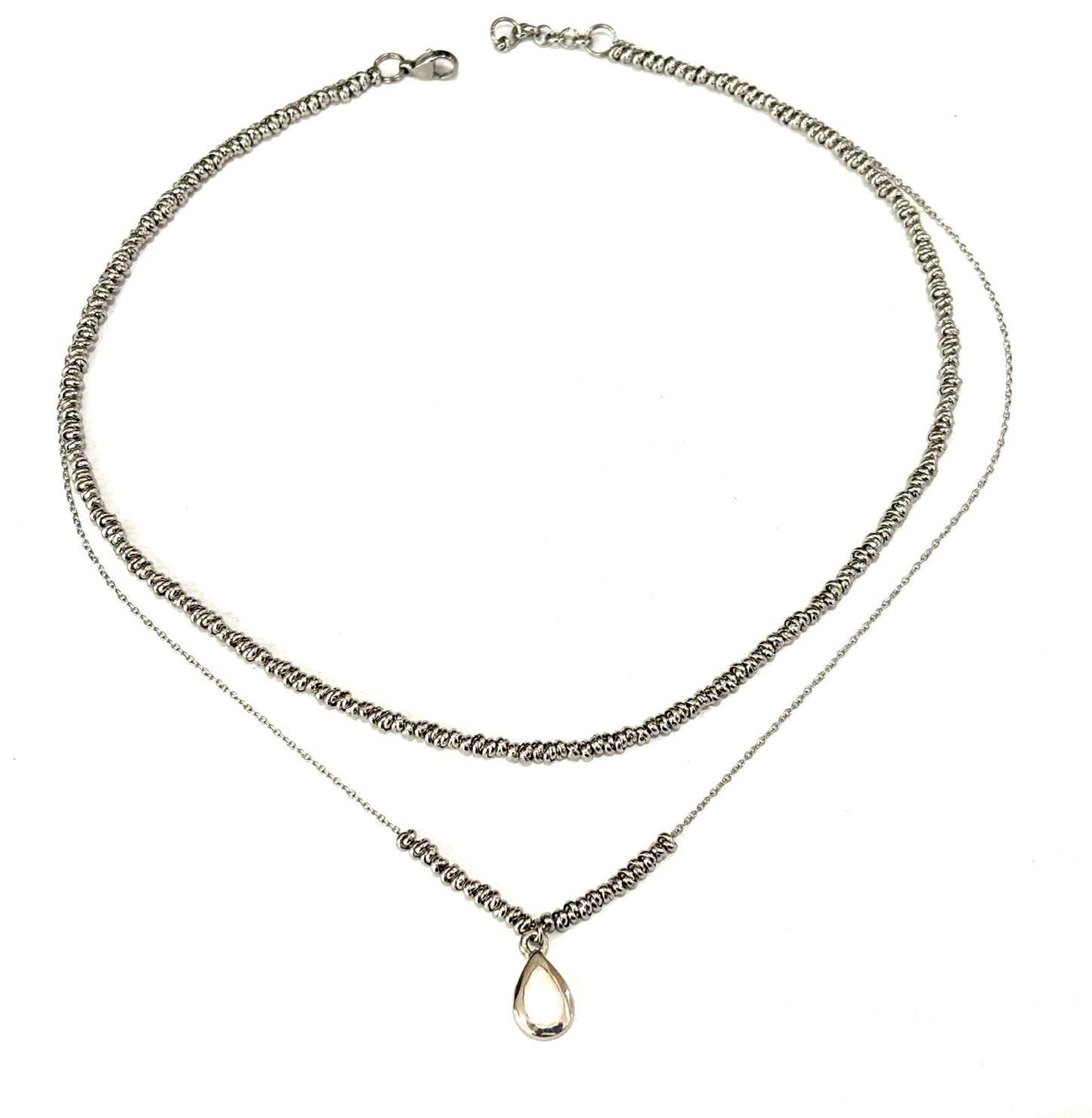 COLLANA DELICIOUS ACCIAIO - CIONDOLO OPALE GOCCIA ARGENTO 925