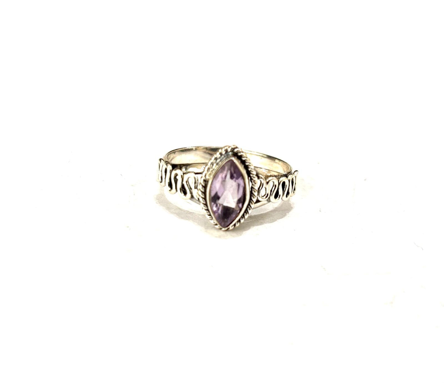 ANELLO SPOLETTA AMETISTA SFACCETTATA - ARGENTO 925