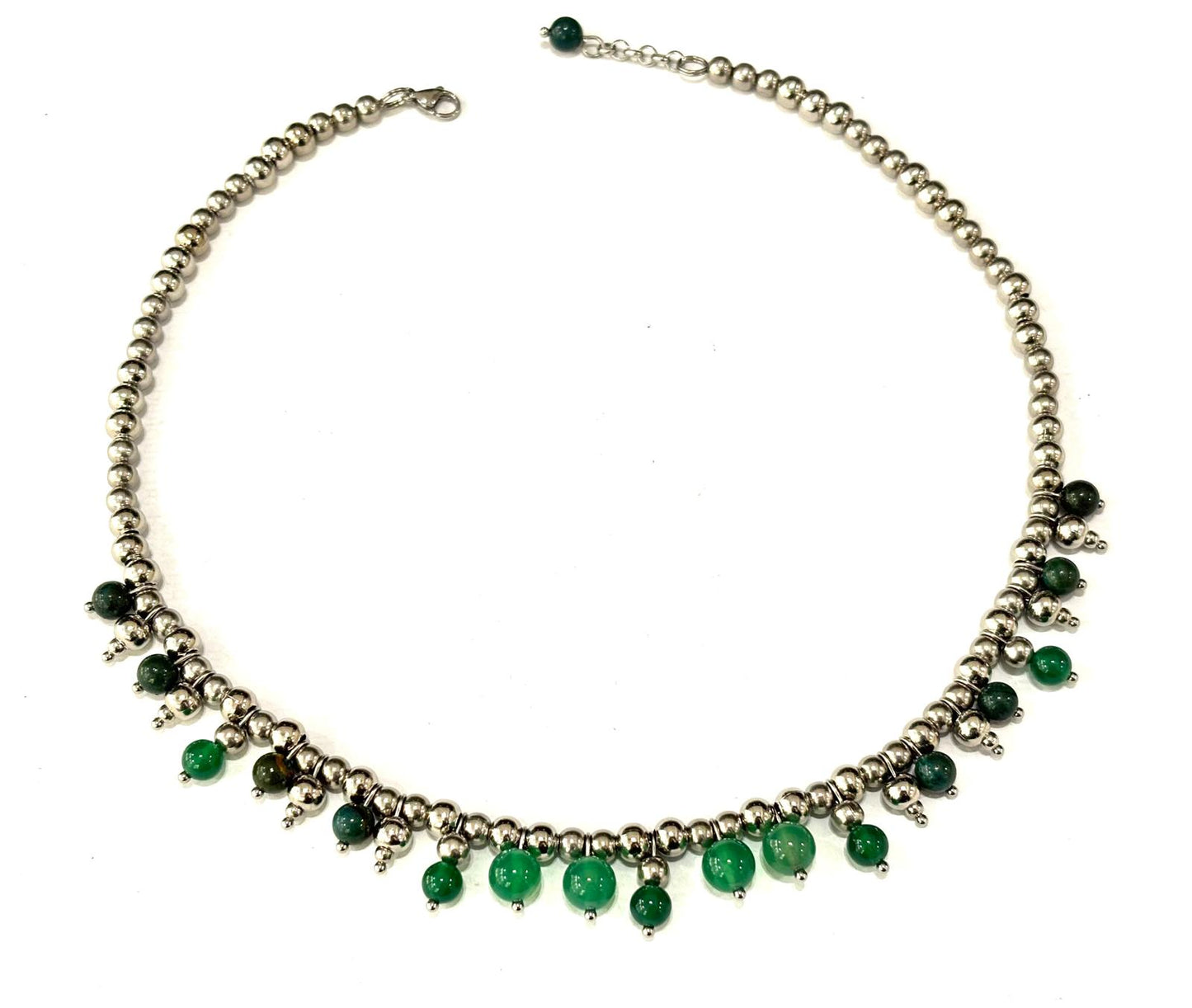 COLLANA BUBBLES ACCIAIO - AGATA VERDE - GIADA VERDE - CRISOCOLLA