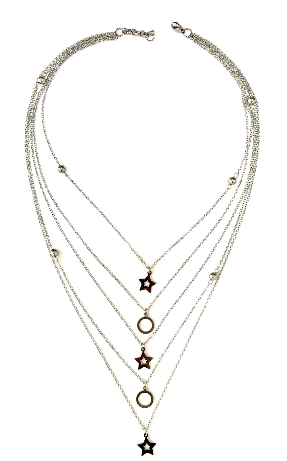 COLLANA MULTISTRATO ACCIAIO - STELLA ACCIAIO - CERCHIO ARGENTO