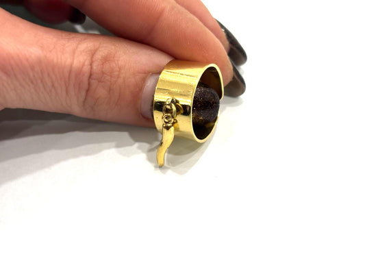 ANELLO OTTONE - FASCIONE CON CHARM CORNO