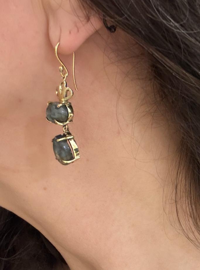 ORECCHINI OTTONE - LABRADORITE