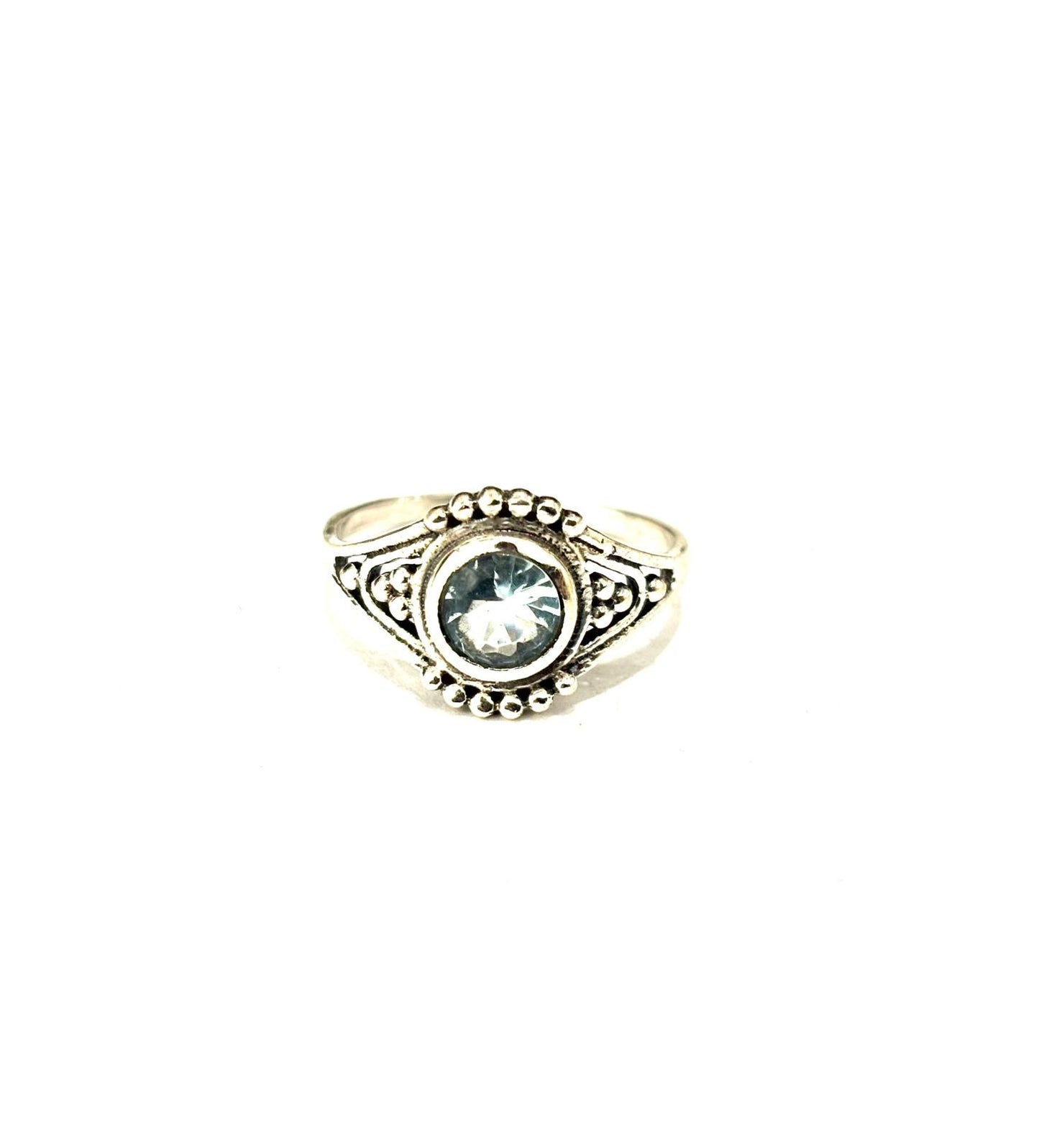 ANELLO QUARZO BLU TONDO SFACCETTATO - ARGENTO 925