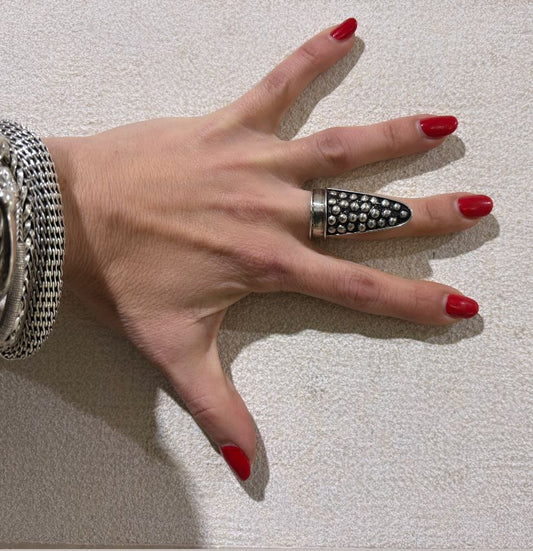 ANELLO SCUDO SFERICO ARGENTO 925 - REGOLABILE