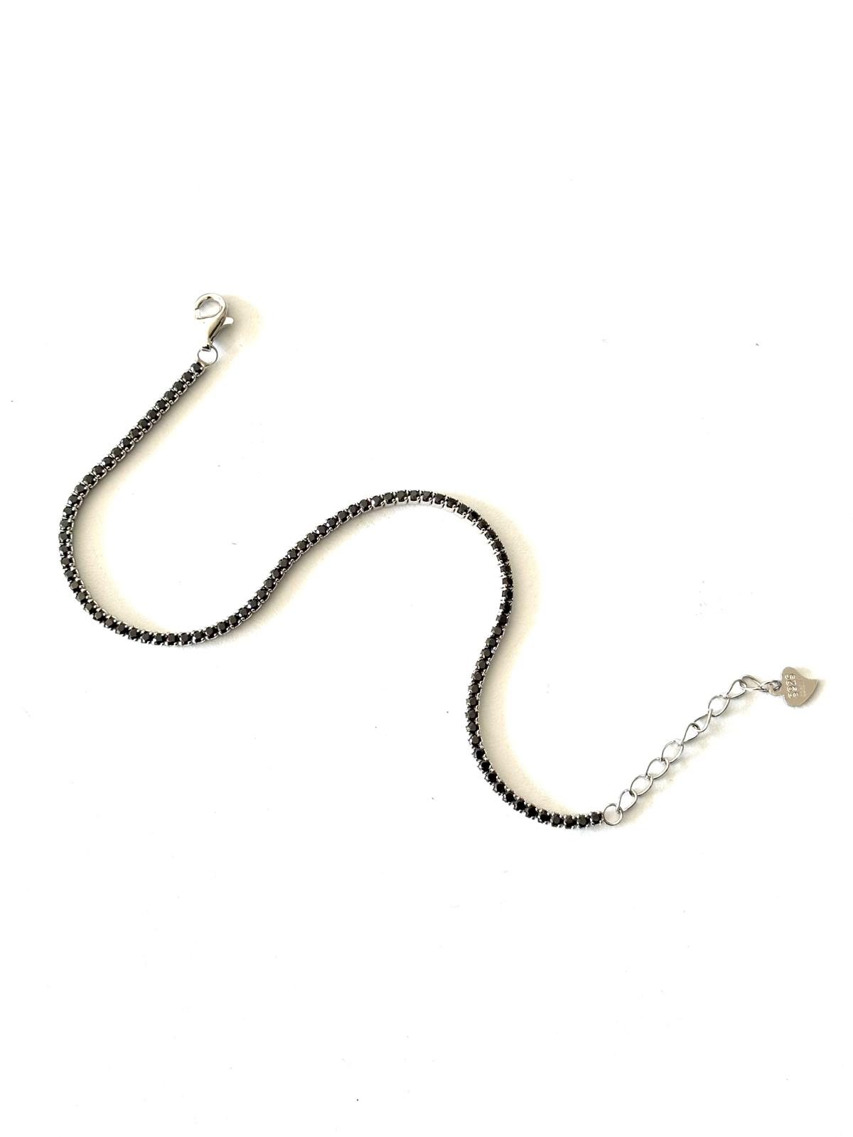 BRACCIALE TENNIS NERO MICRO - ARGENTO 925