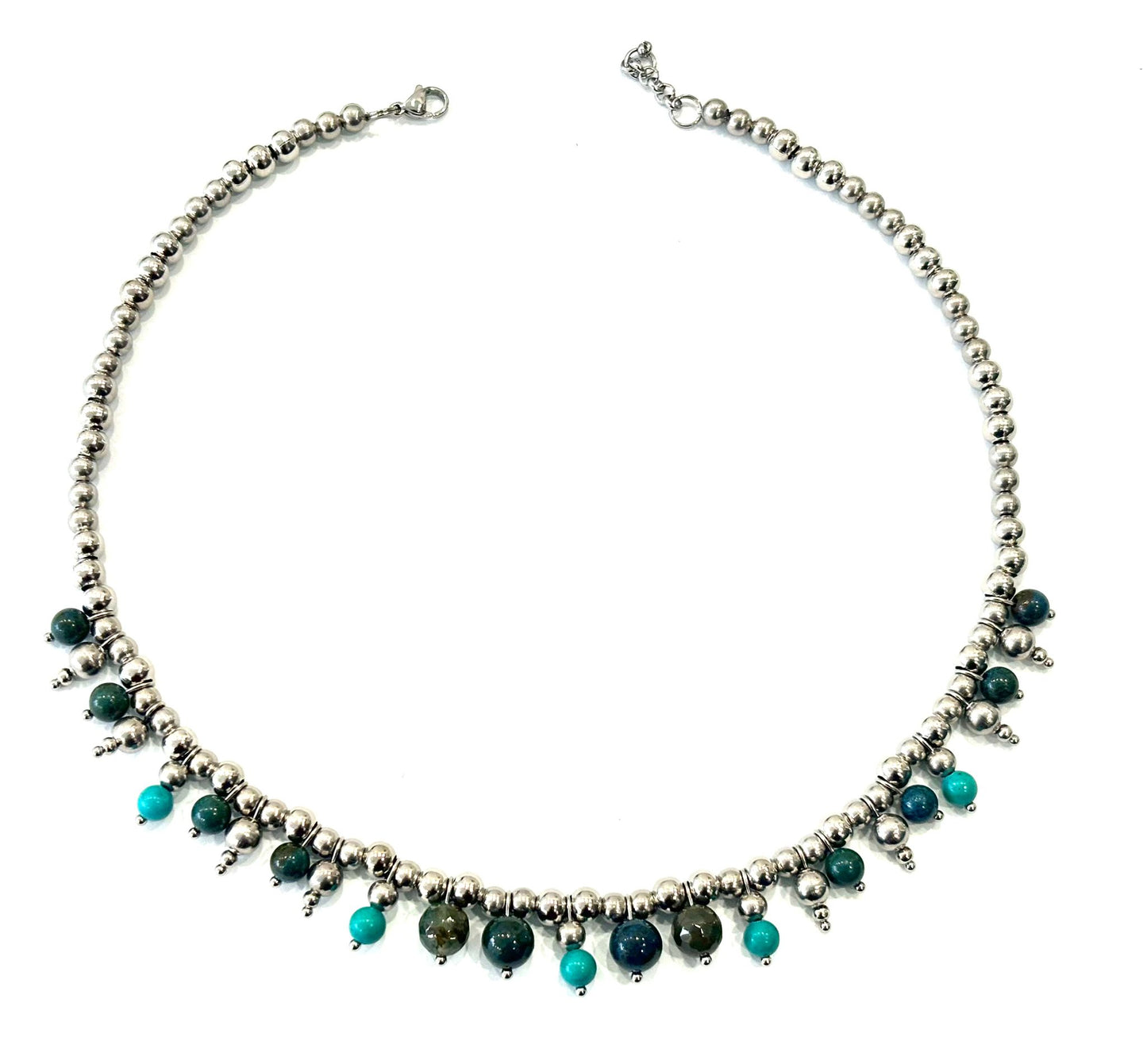 COLLANA BUBBLES ACCIAIO - CRISOCOLLA, TURCHESE