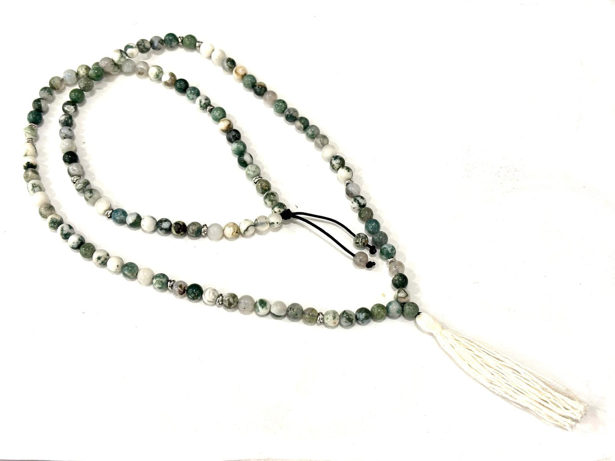 COLLANA MALA TIBETANO - AGATA ARBORIZZATA 6MM