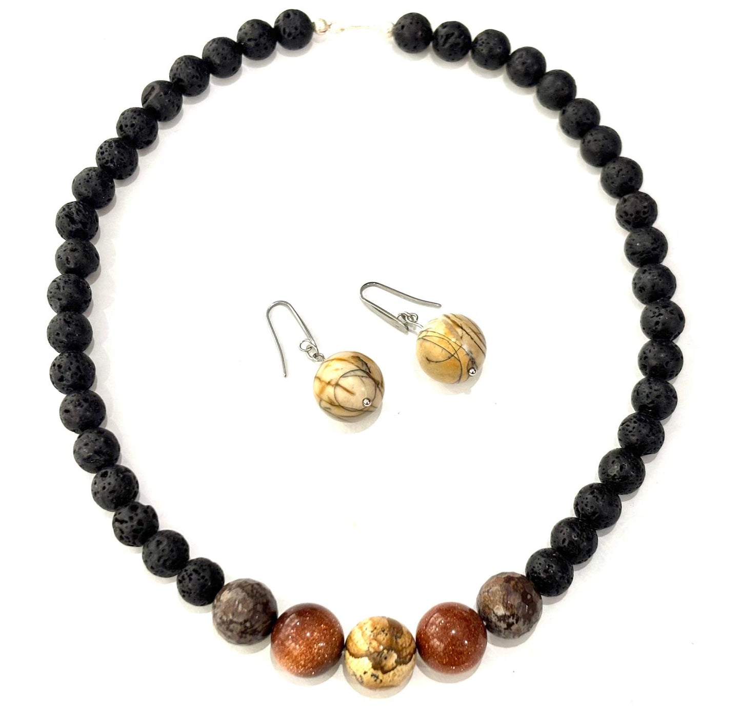 PARURE GIROCOLLO GRADAZIONE E ORECCHINI IN PIETRE NATURALI