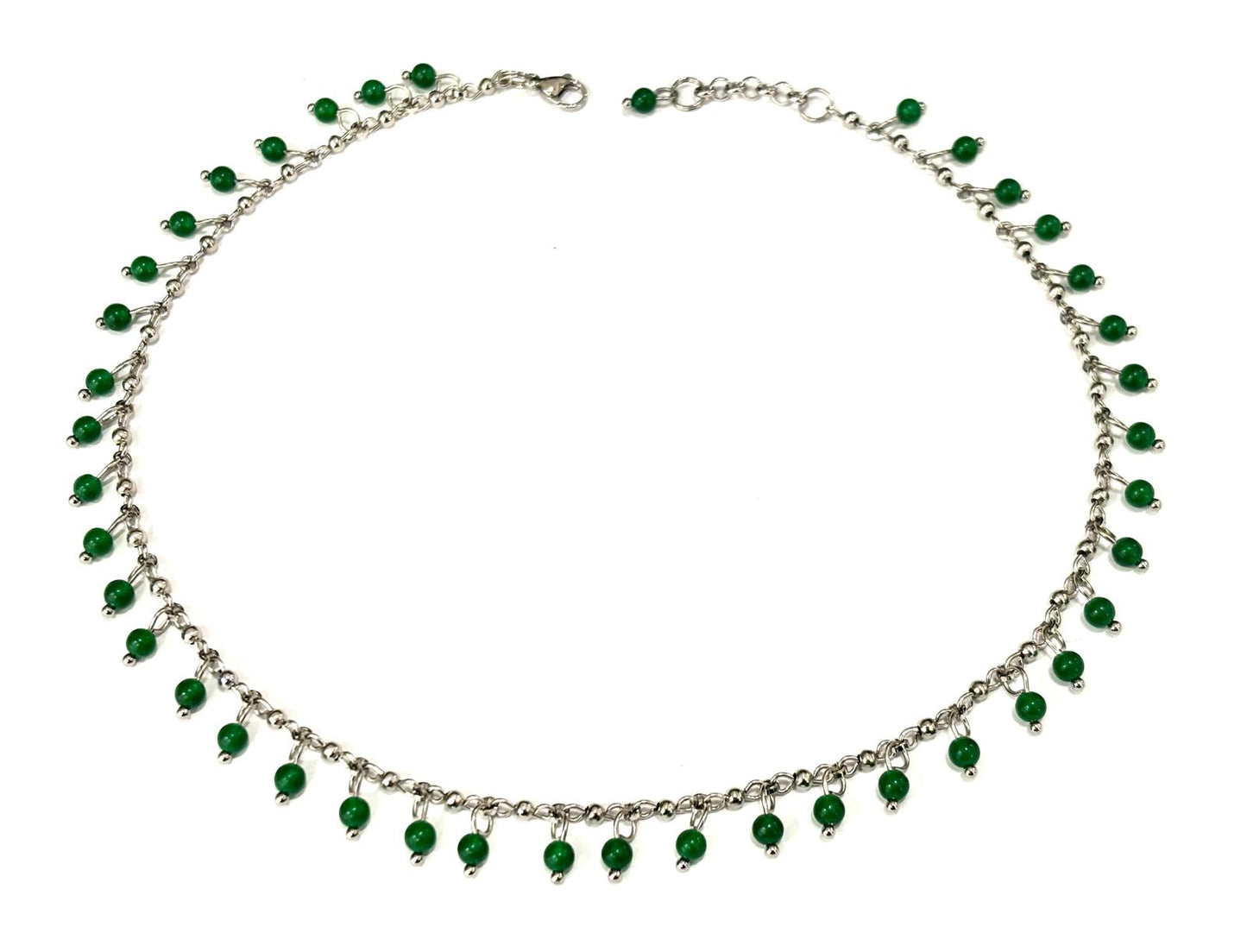 COLLANA WATERFALL ACCIAIO - GIADA VERDE TONDA