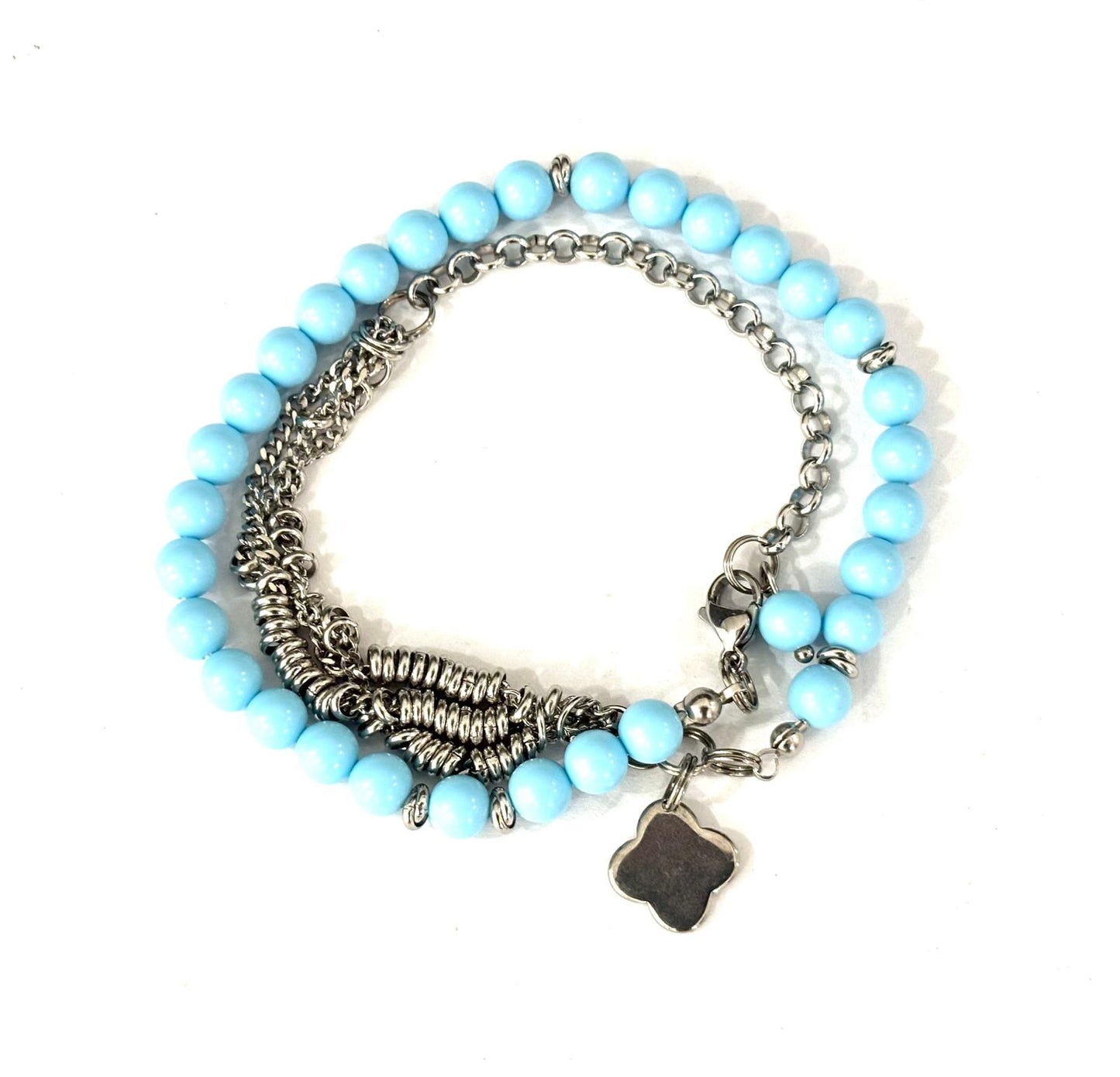 BRACCIALE DOPPIO GIRO SUTONCHEN - PIETRE NATURALI 6MM - ACCIAIO