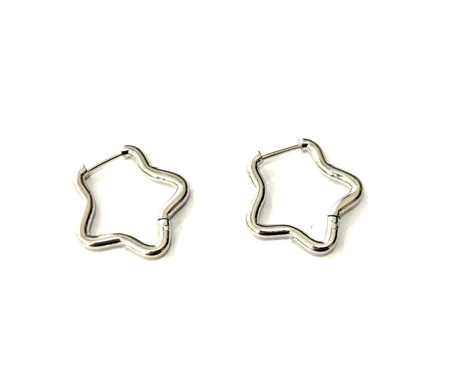 ORECCHINI CLICKER CERCHI A STELLA - ACCIAIO