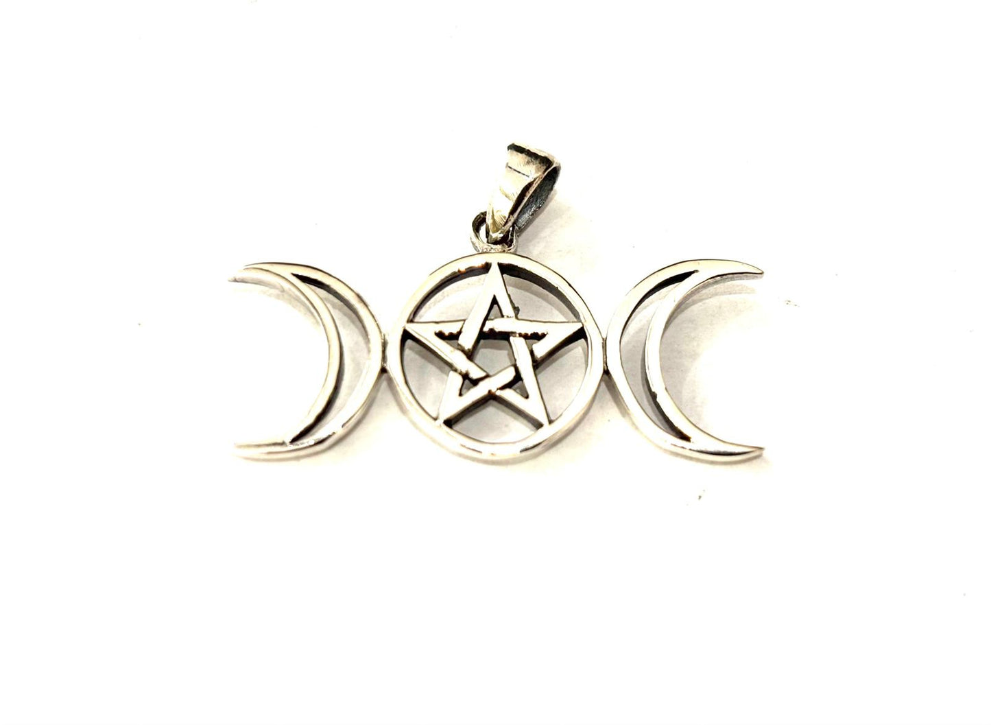 CIONDOLO TRIPLICE LUNA CON PENTACOLO - ARGENTO 925