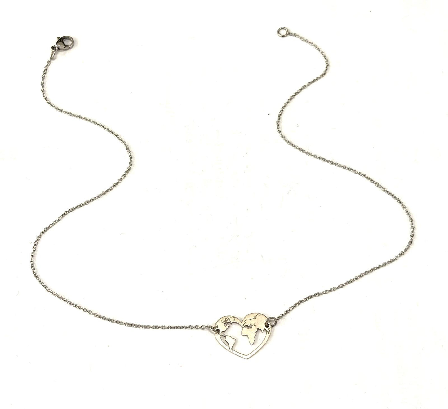 COLLANA MAPPACUORE - CATENINA ACCIAIO - CIONDOLO ARGENTO 925