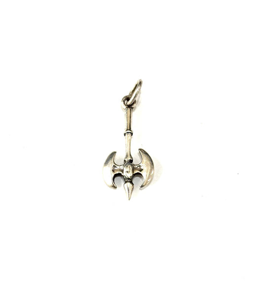 CIONDOLO ASCIA BIPENNE DETTAGLI GOTICI - ARGENTO 925