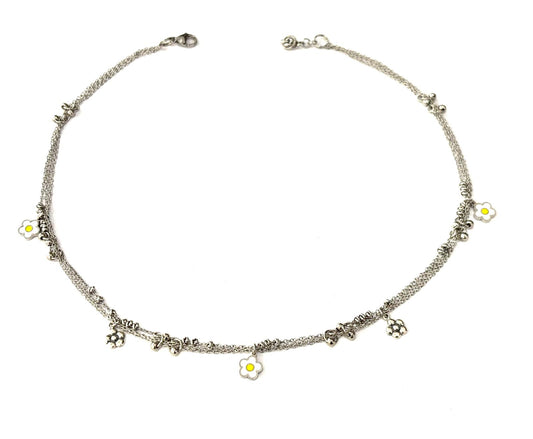 COLLANA MULTIFILO MARGHERITA - ACCIAIO - ARGENTO 925