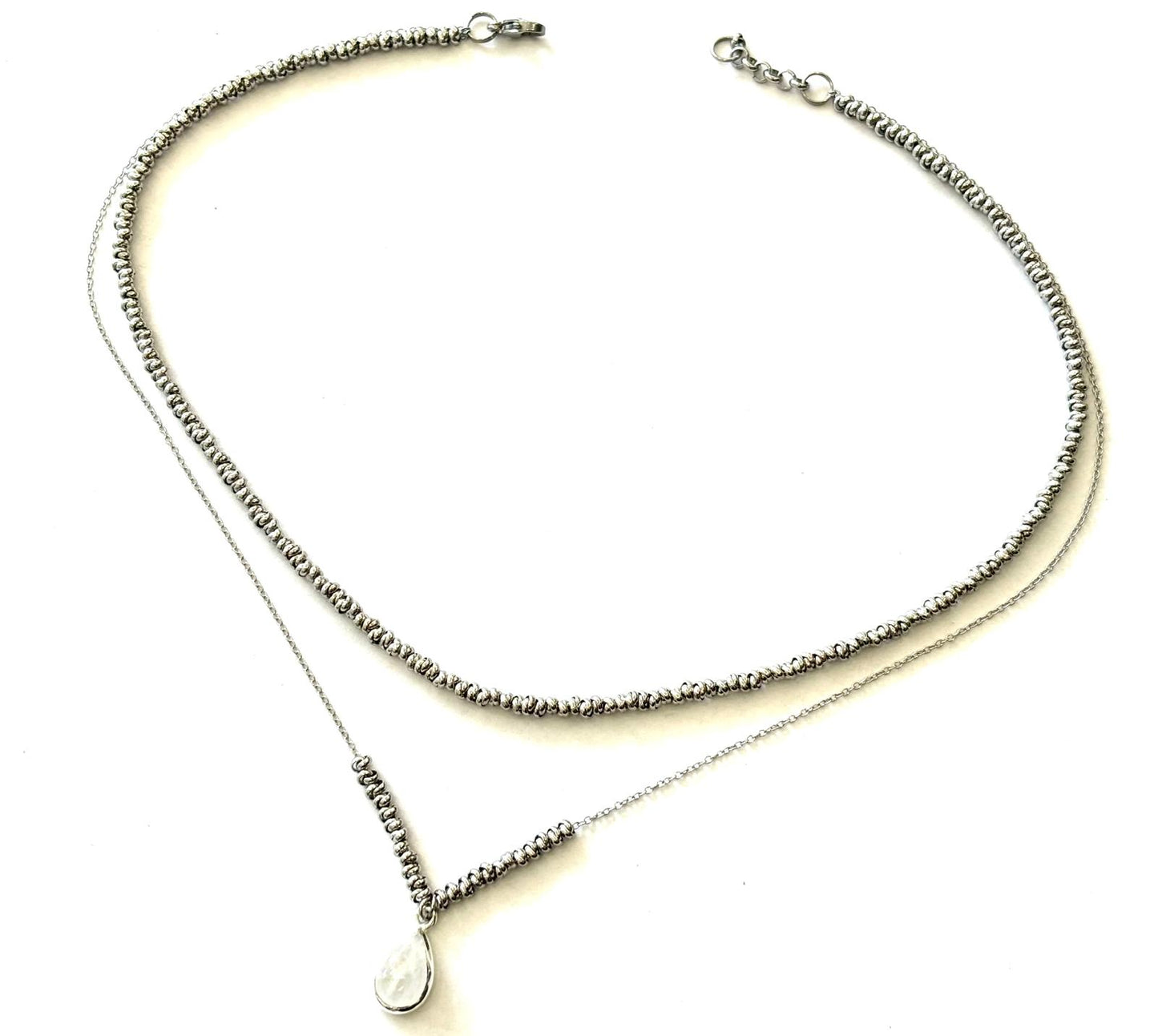 COLLANA DELICIOUS ACCIAIO - CIONDOLO PIETRA DI LUNA ARGENTO 925