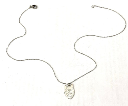 COLLANA LUPO - CATENINA ACCIAIO - CIONDOLO ARGENTO 925