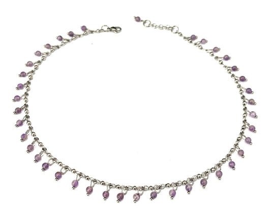 COLLANA WATERFALL ACCIAIO - AMETISTA