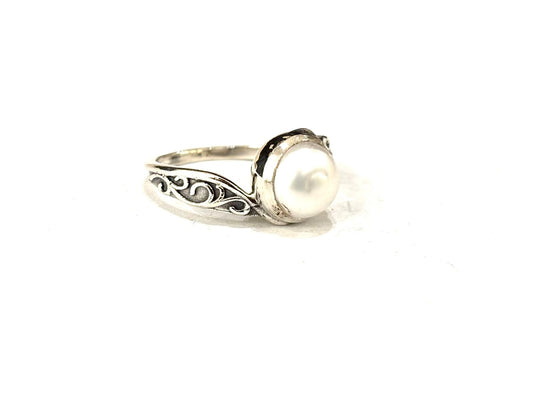 ANELLO PERLA DI FIUME TONDA - ARGENTO 925