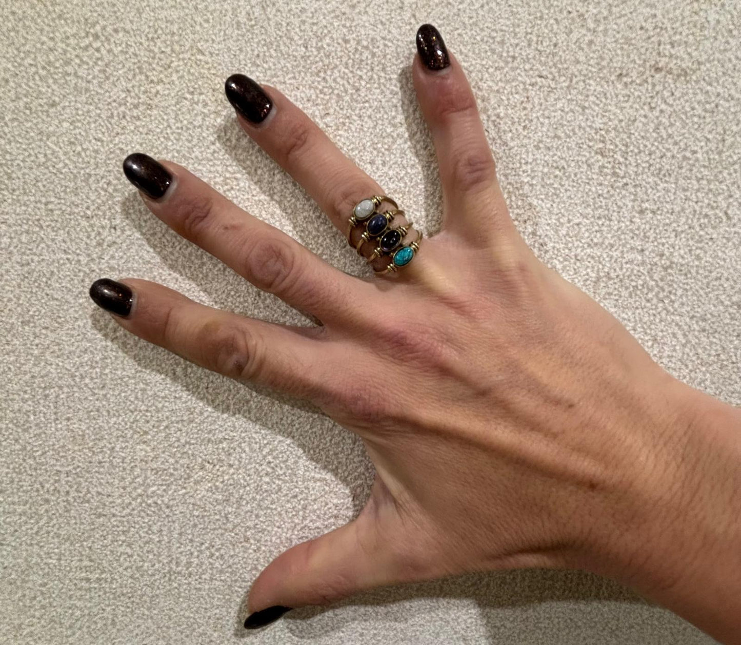 ANELLO OTTONE - MIX PIETRE NATURALI