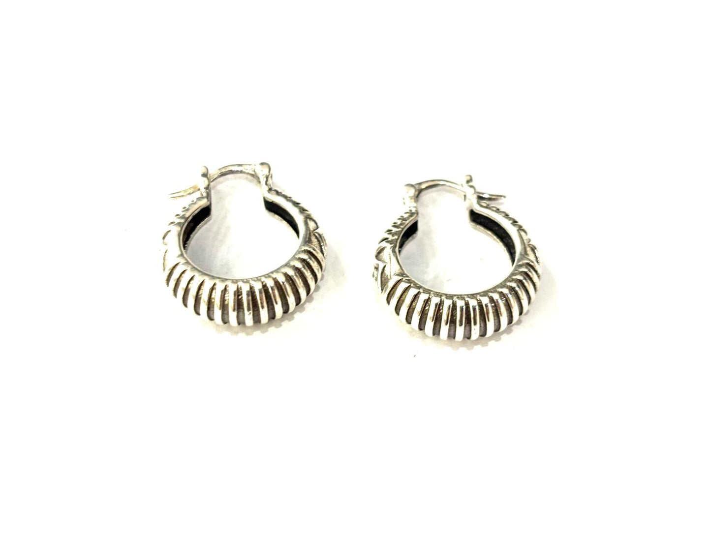 CERCHI MEZZALUNA BOMBATO LAVORATI - ARGENTO 925