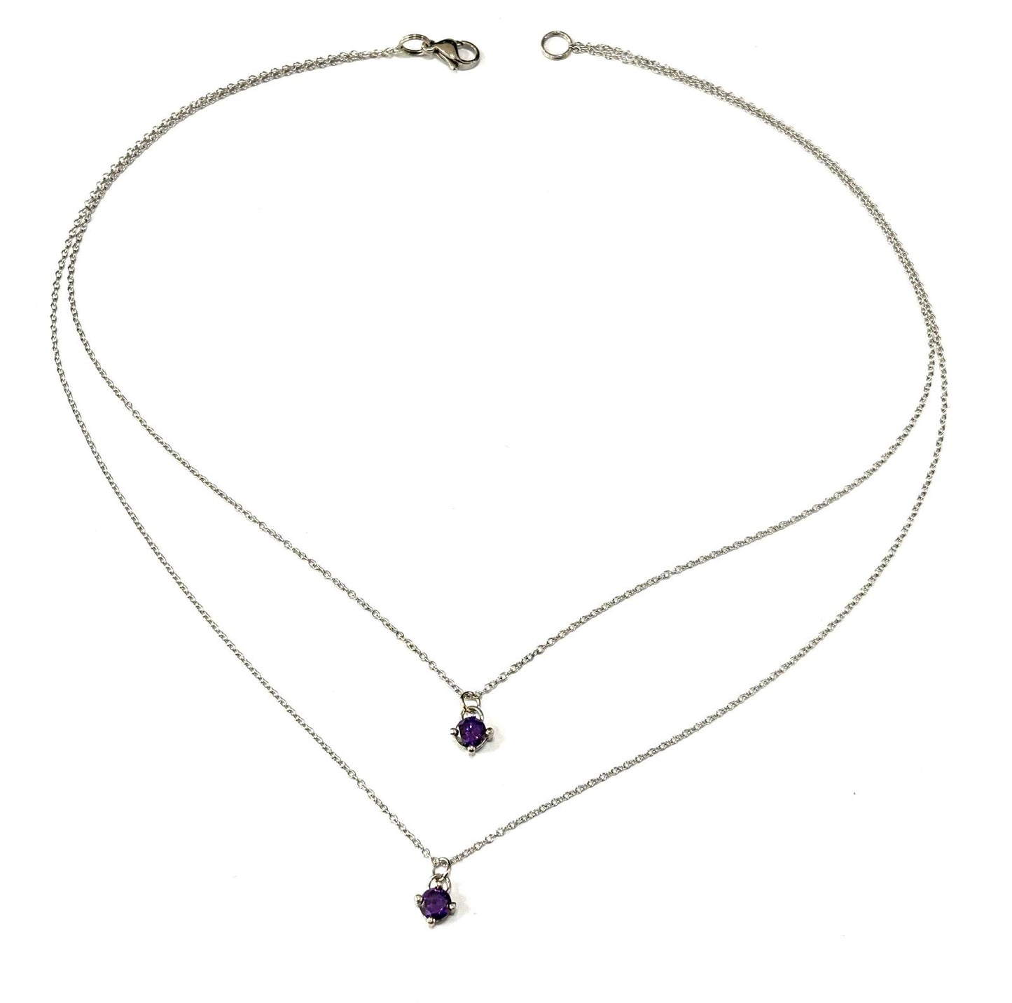 COLLANA SEMPLICITY ACCIAIO - PENDENTI ZIRCONI VIOLA ARGENTO 925