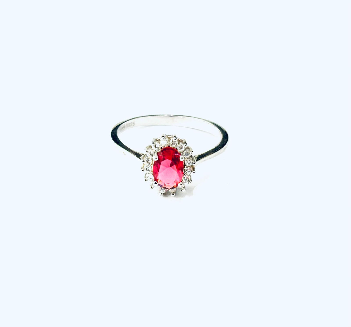 ANELLO SOLITARIO QUARZO IDROTERMALE ROSA/ZIRCONI - ARGENTO 925