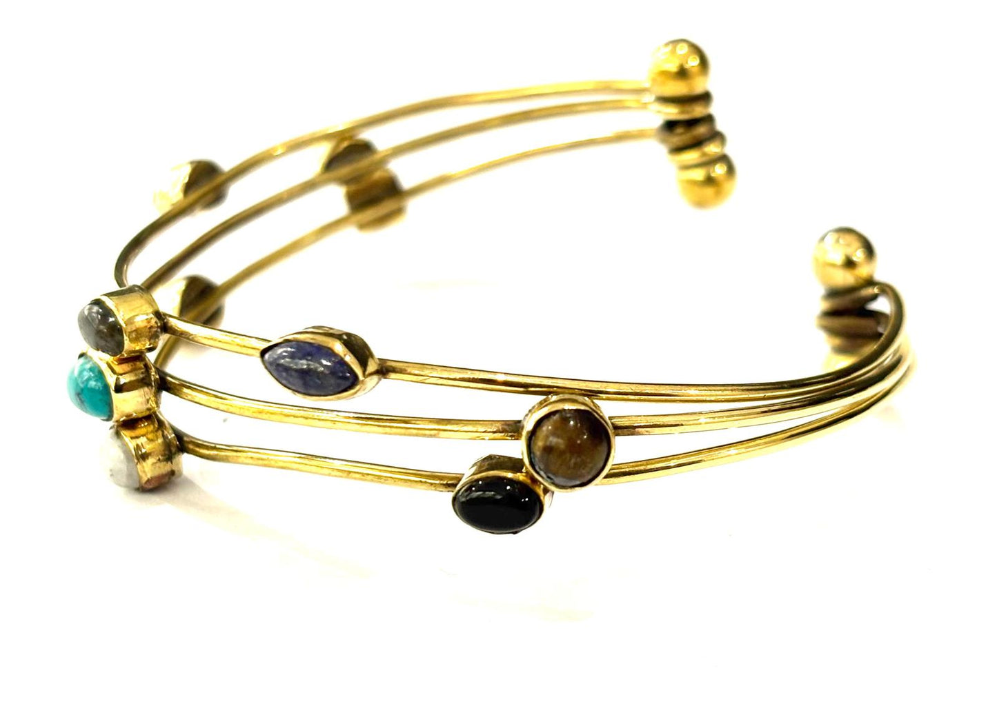 BRACCIALE OTTONE - MIX PIETRE NATURALI