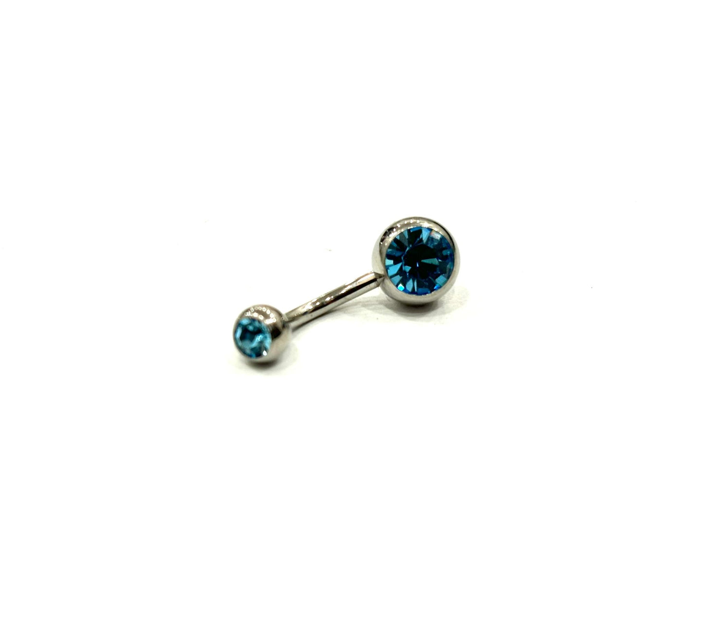 PIERCING OMBELICO DOPPIO STRASS ACCIAIO - CELESTE