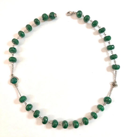 COLLANA GIROCOLLO HARMONIA - GIADA - FIORE SARDO - GIADA ARGENTO 925