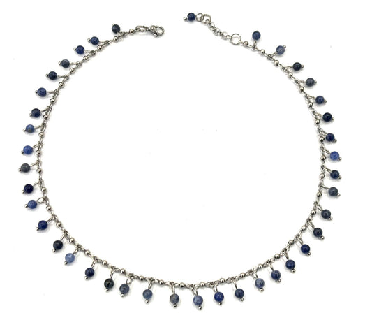 COLLANA WATERFALL ACCIAIO - SODALITE