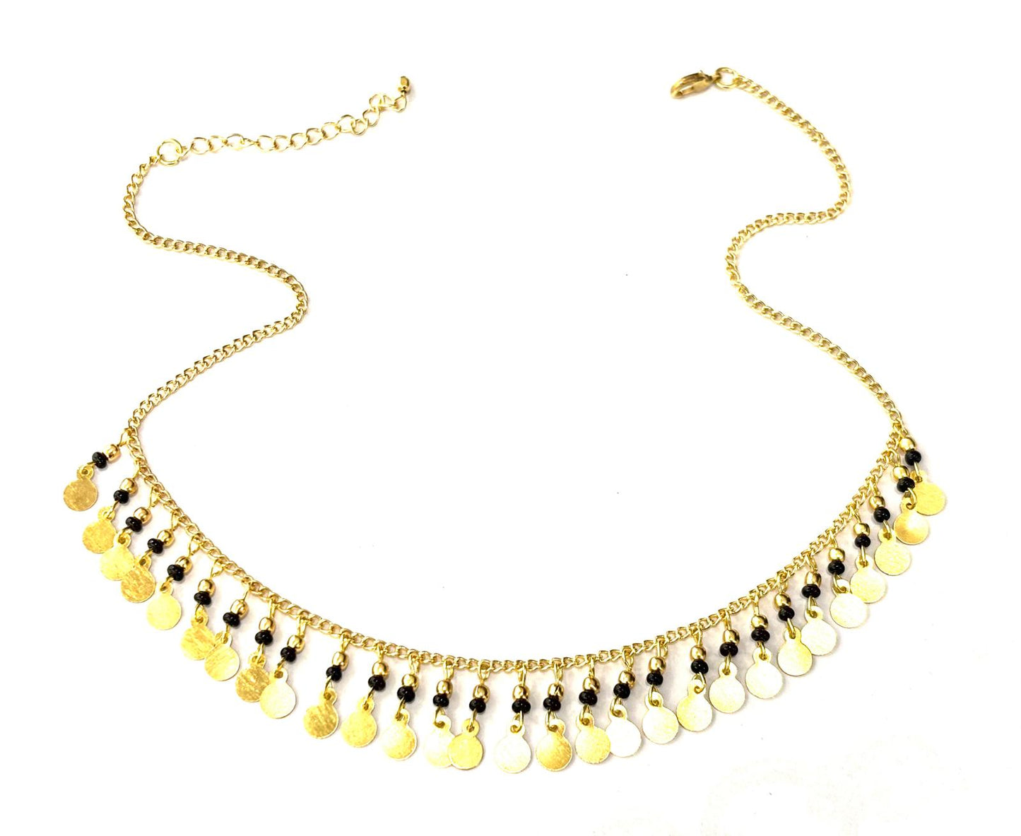 COLLANA OTTONE - CORALLINI E PENDENTI TONDI