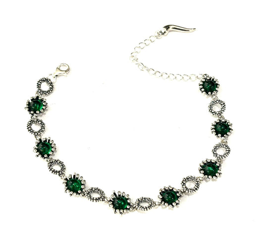 BRACCIALE LAVORAZIONE MICROSFERE E PIETRE NATURALI - ARGENTO 925 BRUNITO
