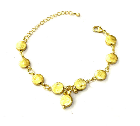 BRACCIALE OTTONE - PEPITE TONDE PIATTE SATINATE