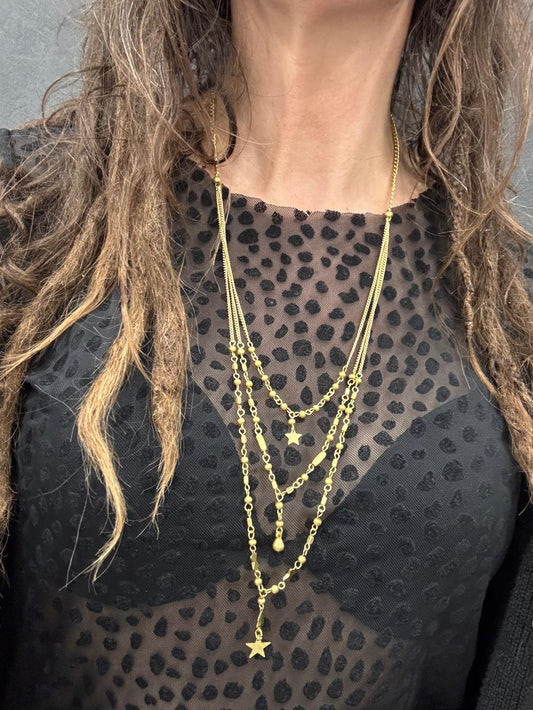 COLLANA MULTISTRATO OTTONE - CHARM STELLA