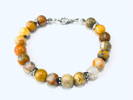BRACCIALE PIETRA PAESINA 8MM - ACCIAIO