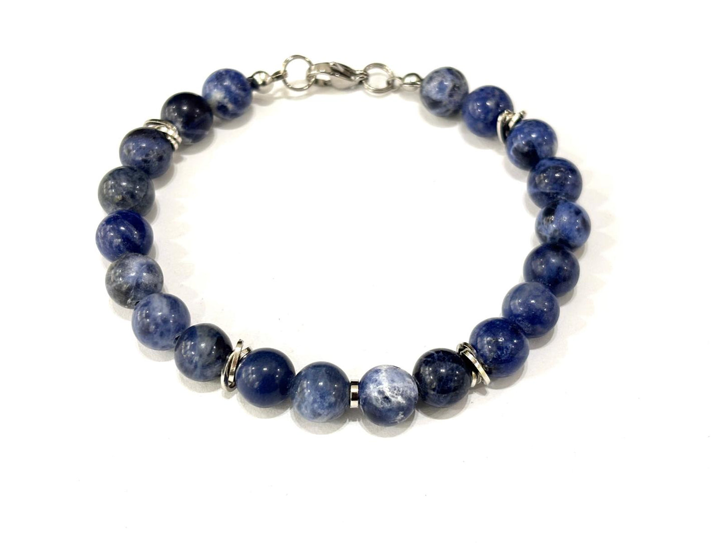 BRACCIALE SODALITE 8MM - ACCIAIO