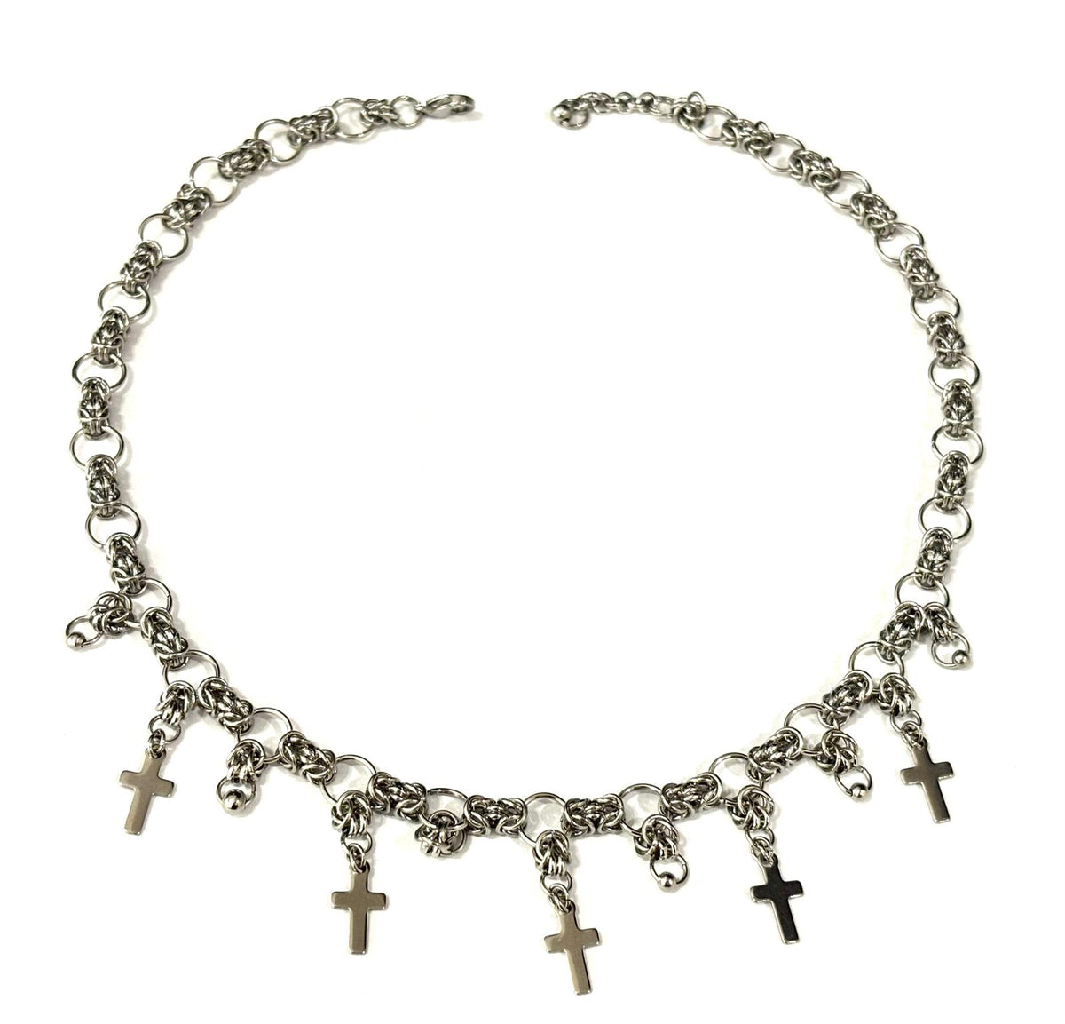 COLLANA LITTLE PRAYER - DETTAGLI BIZANTINI - ACCIAIO