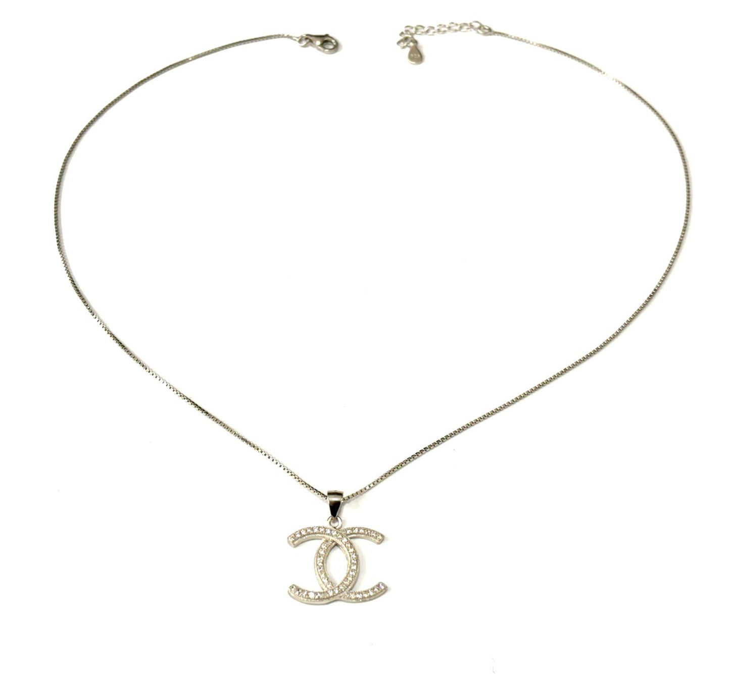 COLLANA LOGO CHANEL ZIRCONI ARGENTO 925