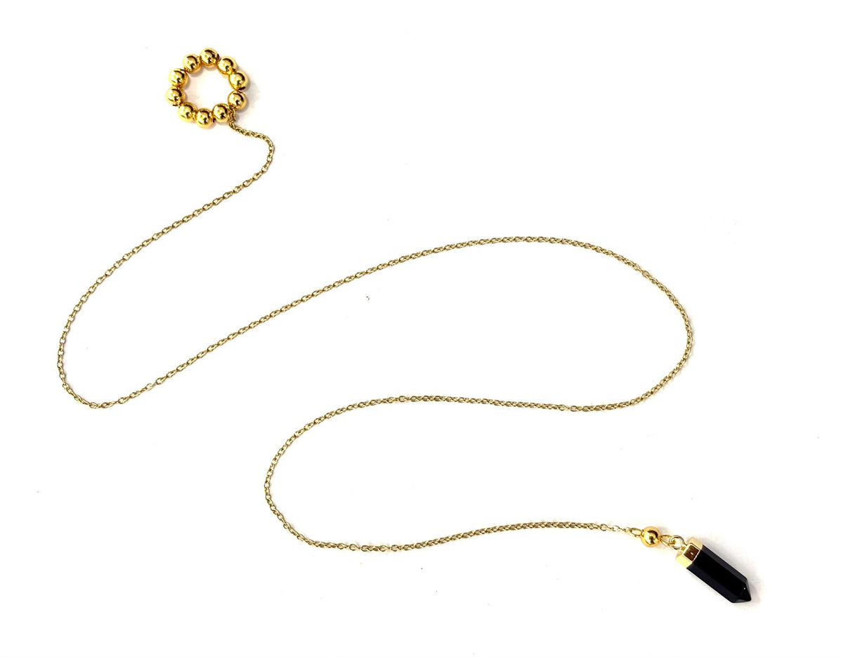 COLLANA PRISMA - ACCIAIO DORATO - PIETRE NATURALI