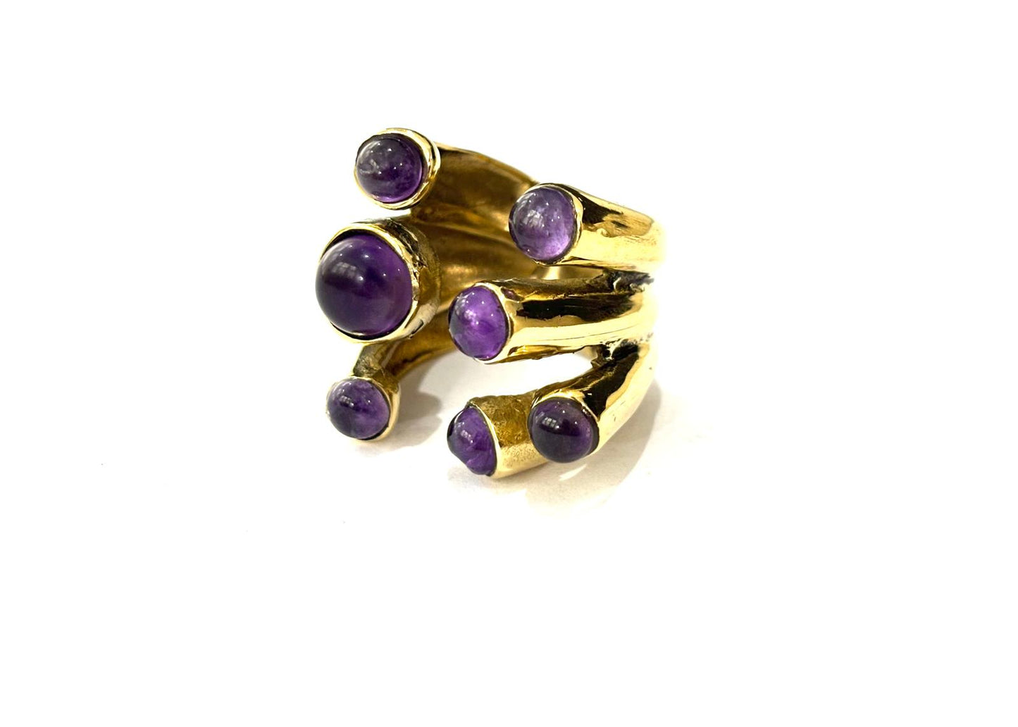 ANELLO OTTONE AVVOLGENTE - AMETISTA