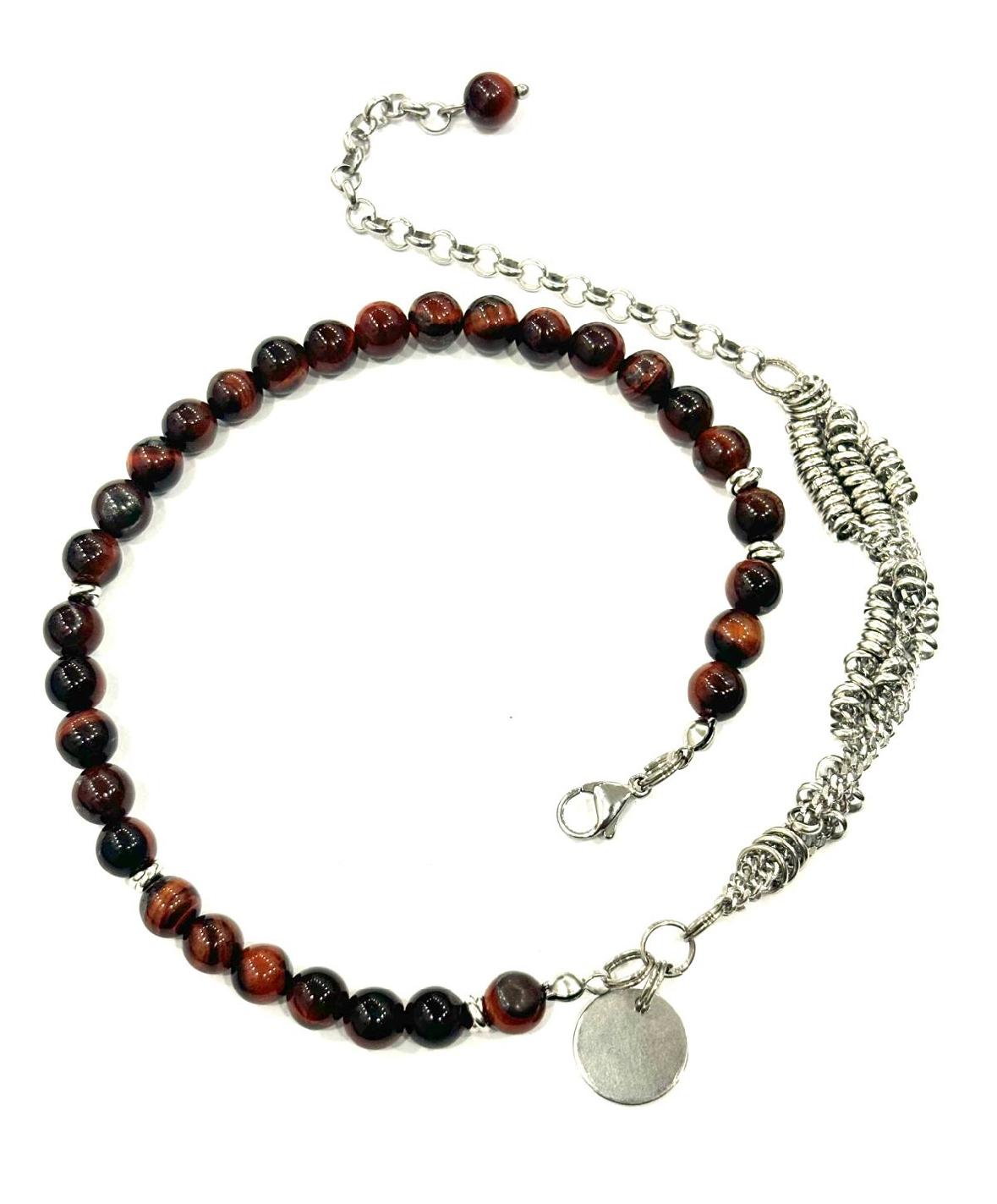 BRACCIALE DOPPIO GIRO SUTŌNCHĒN - PIETRE NATURALI 6MM - ACCIAIO