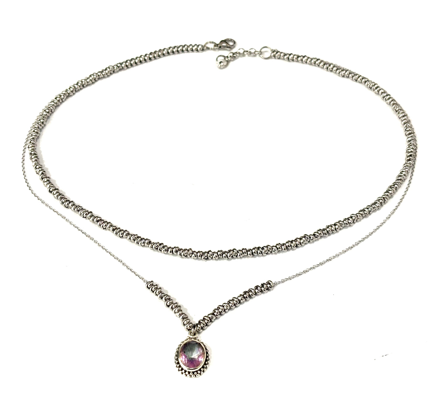 COLLANA DELICIOUS ACCIAIO - CIONDOLO MYSTIC TOPAZ OVALE SFACCETTATO ARGENTO 925
