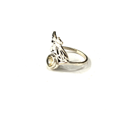 ANELLO QUARZO CITRINO - LIBELLULA - ARGENTO 925