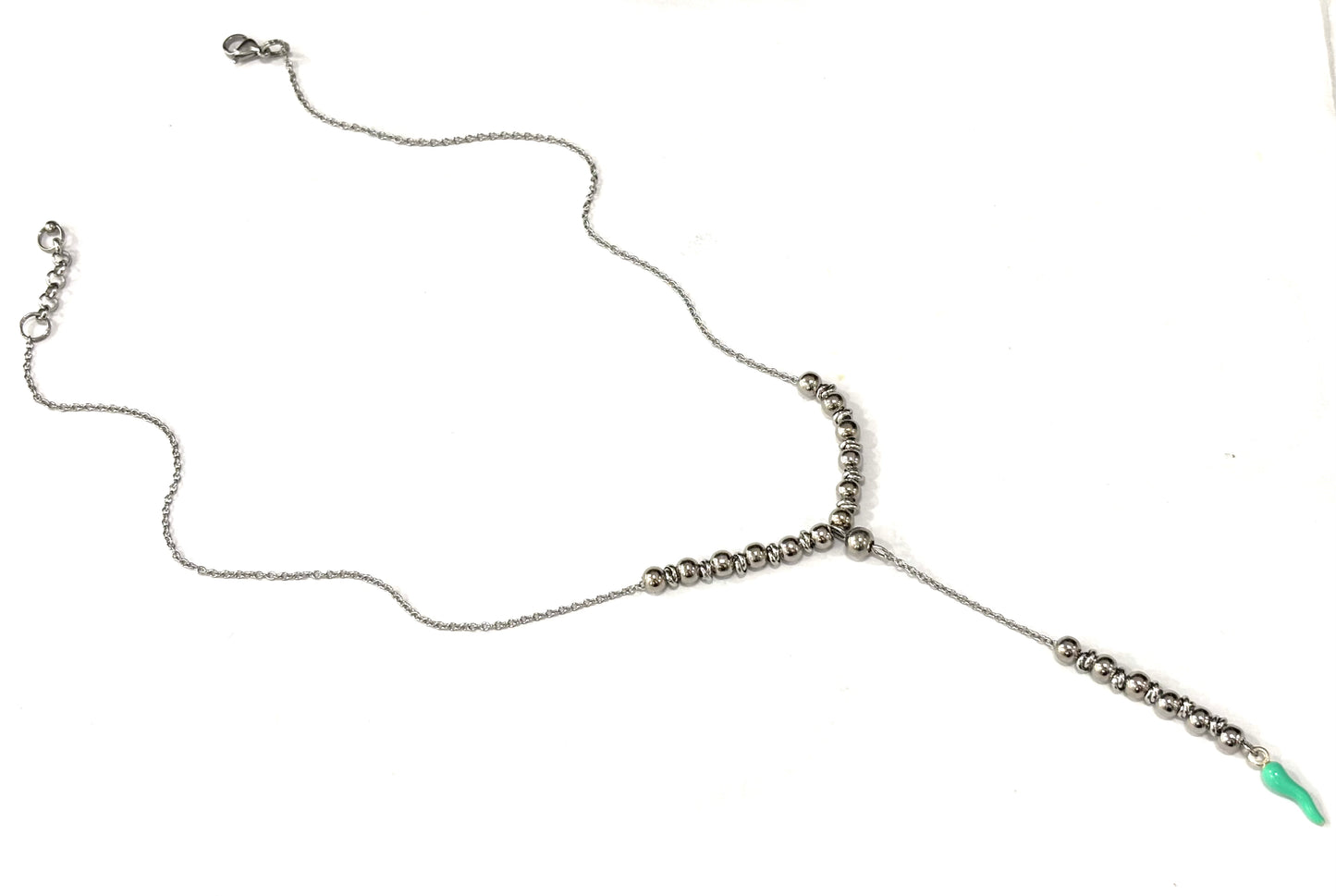 COLLANA SUERTE ACCIAIO - CORNETTO ARGENTO 925 SMALTATO