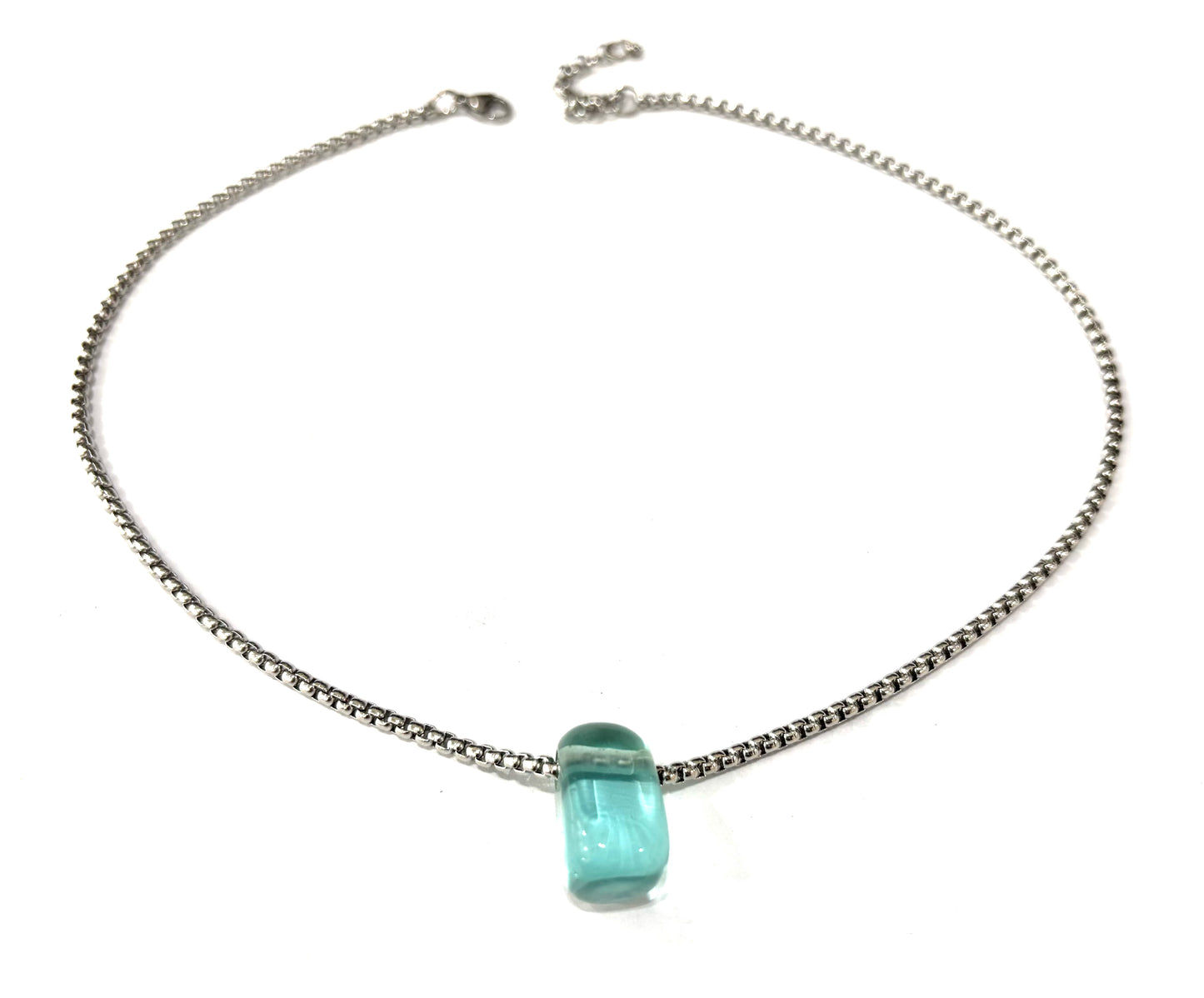 COLLANA CATENA VENEZIANA ACCIAIO CON CIONDOLO PIETRE NATURALI