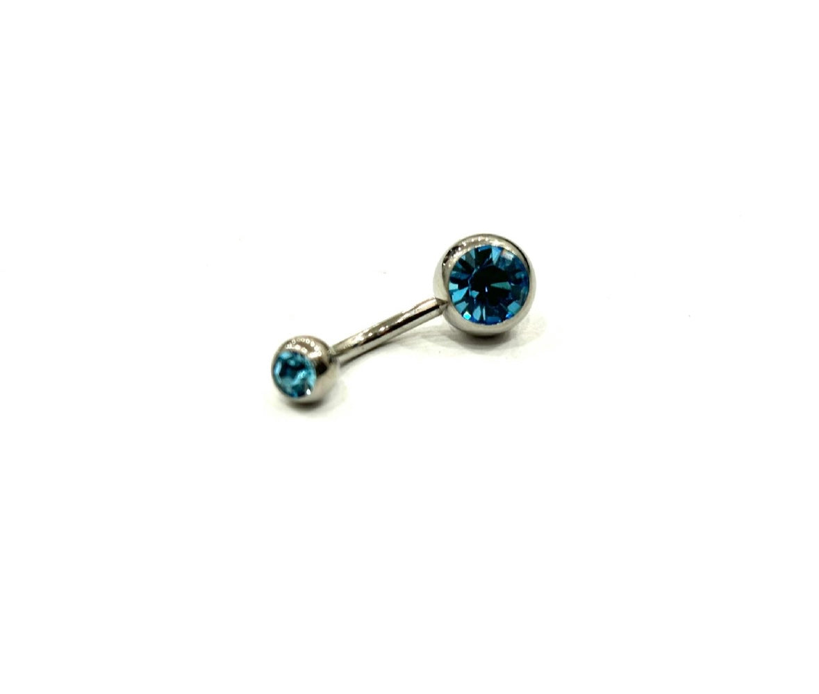 PIERCING OMBELICO DOPPIO STRASS ACCIAIO - BOREALE
